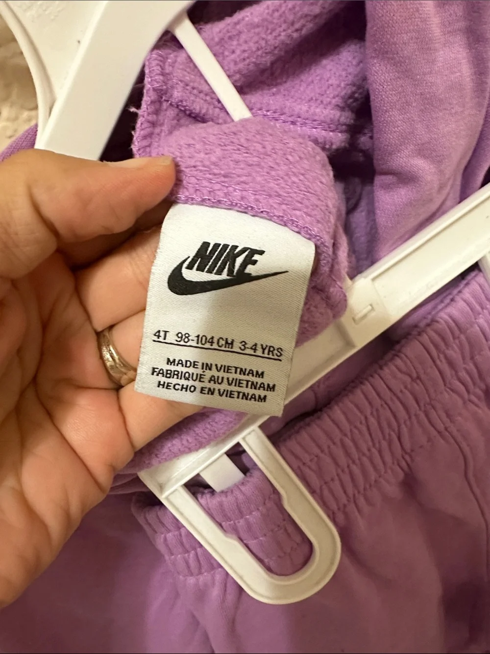 Nike Kids Purple Hoodie with White Swoosh and matching sweat pants